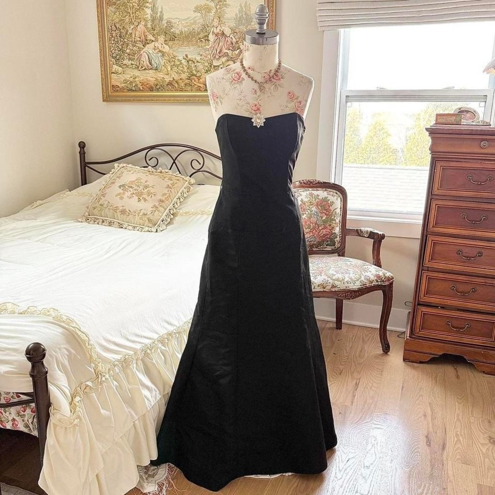 black fairy prom dress  90s nicole miller black strapless maxi gown size 2